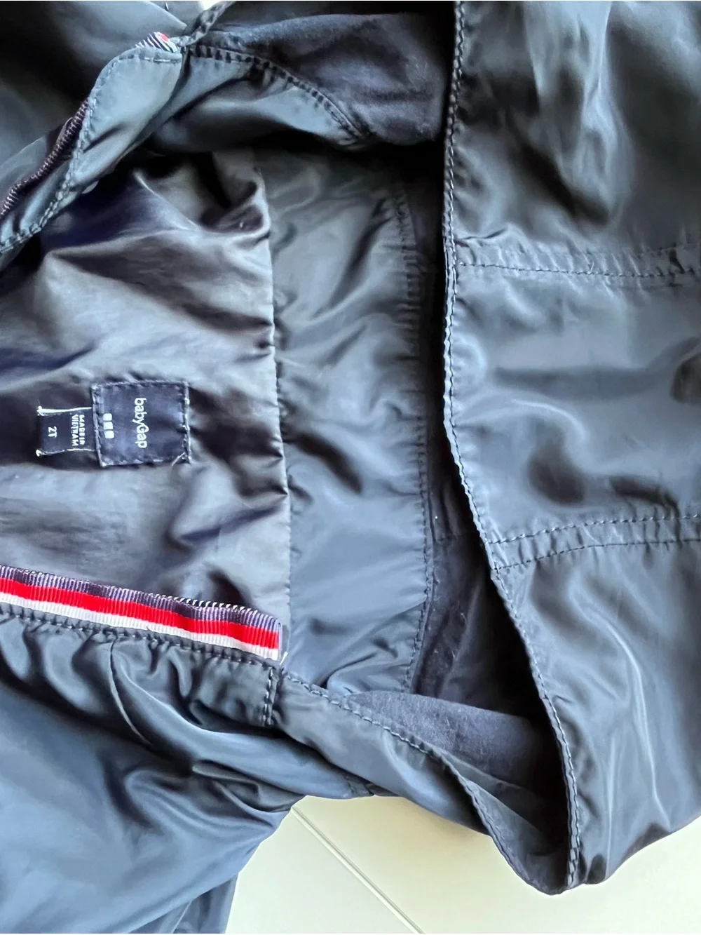 Gap Kids Navy Windbreaker Jacket with Stripe Zip 2t